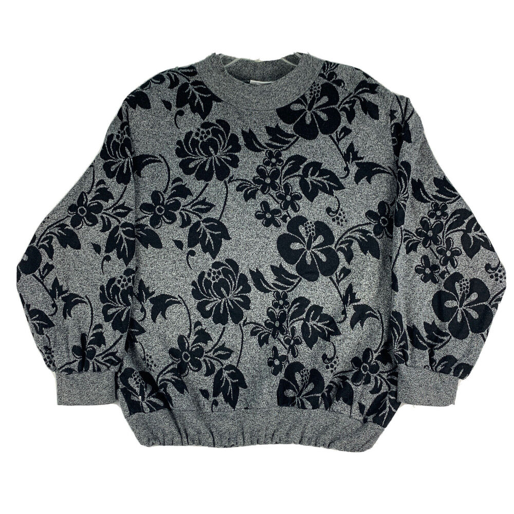 VTG Alfred Dunner Womens Sweatshirt Floral Padded Gray Size 2X Elastic Hem USA
